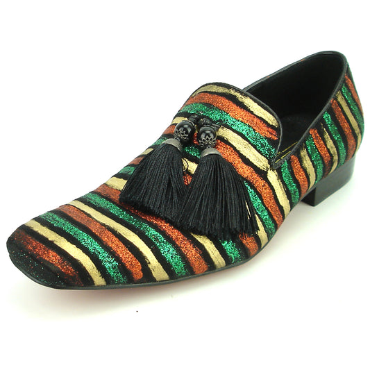 FI-7254 Black Multi Color Lines with Tassel Fiesso by Aurelio Garcia