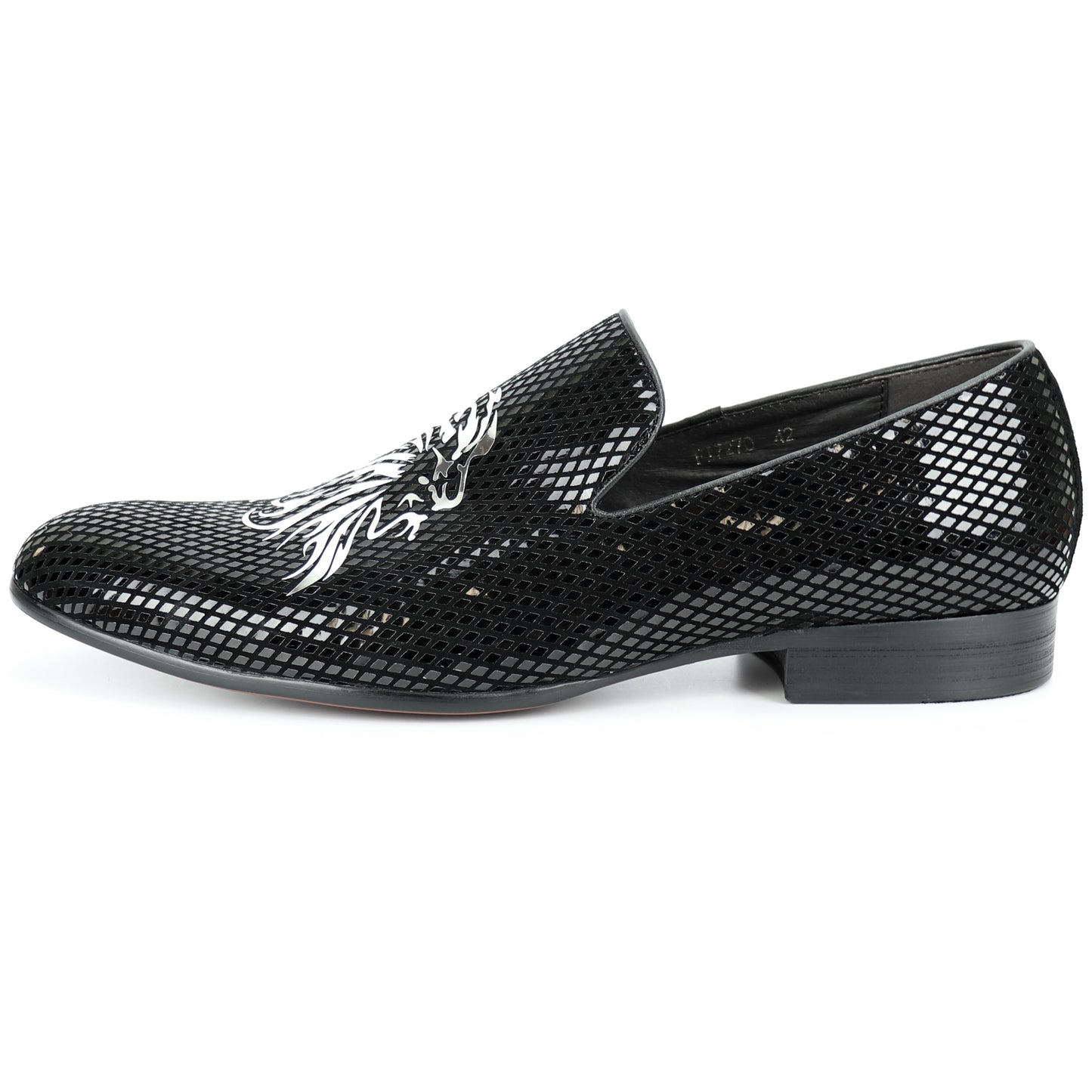 FI-7270 Black Suede Silver Lion Head Slip on Loafer Fiesso by Aurelio Garcia