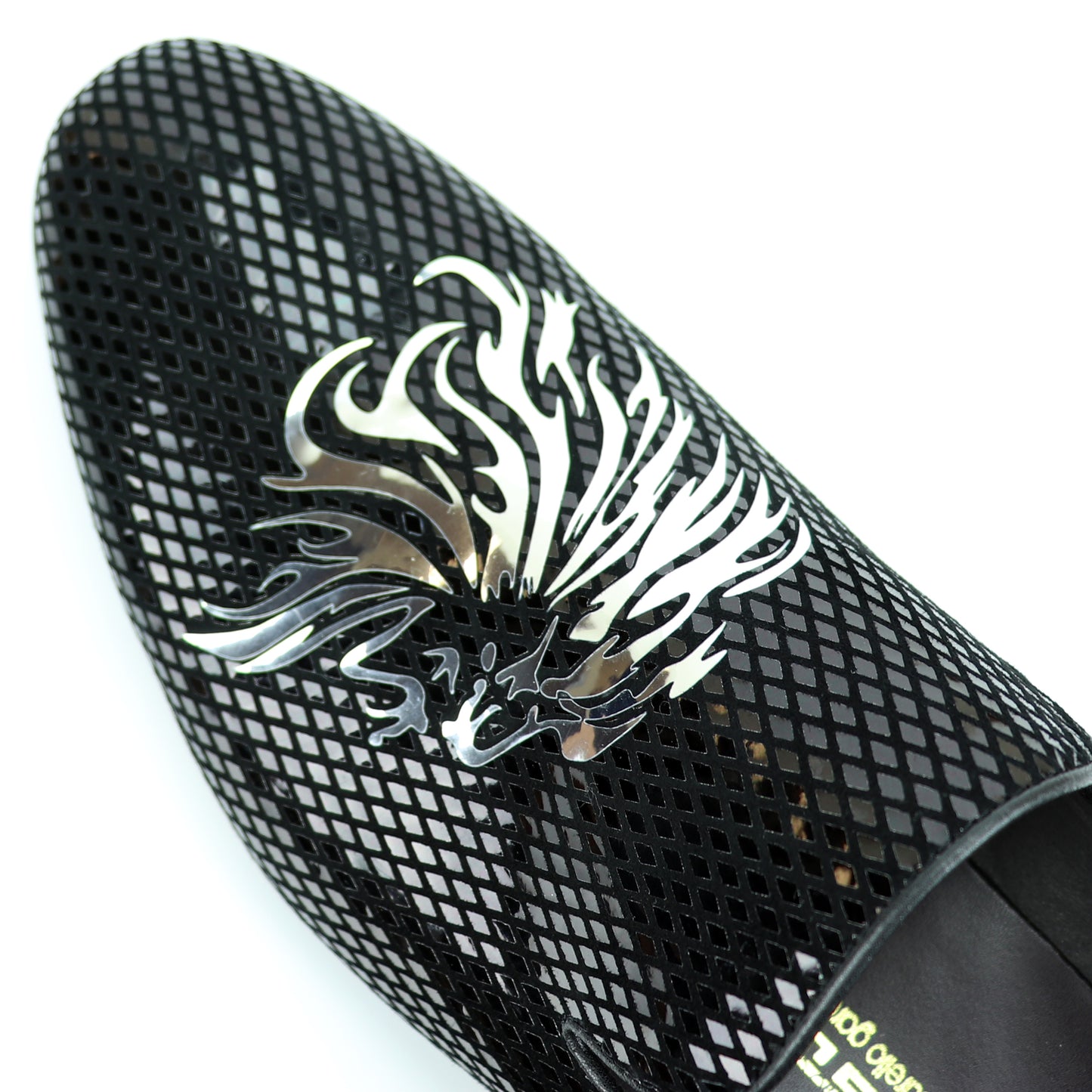 FI-7270 Black Suede Silver Lion Head Slip on Loafer Fiesso by Aurelio Garcia