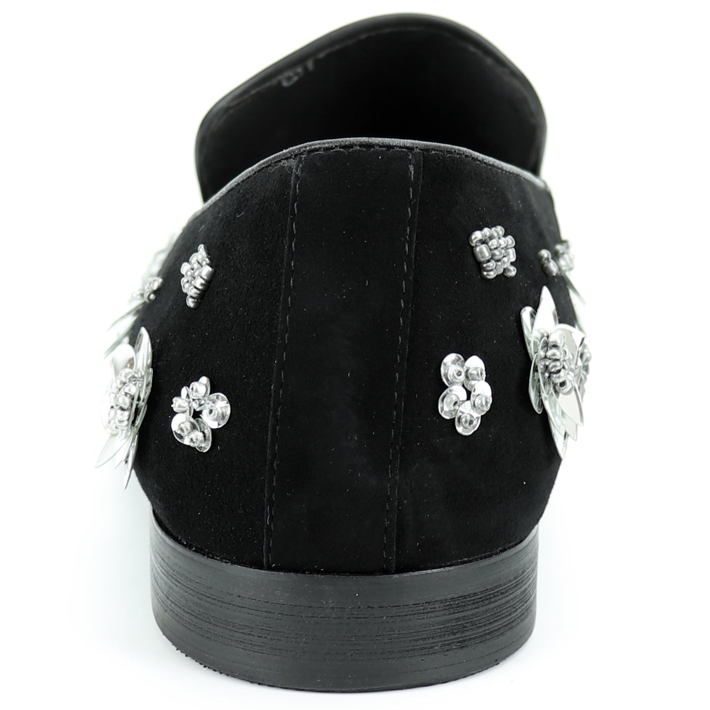 FI-7272 Black Suede Silver Flowers Slip on Loafer Fiesso by Aurelio Garcia