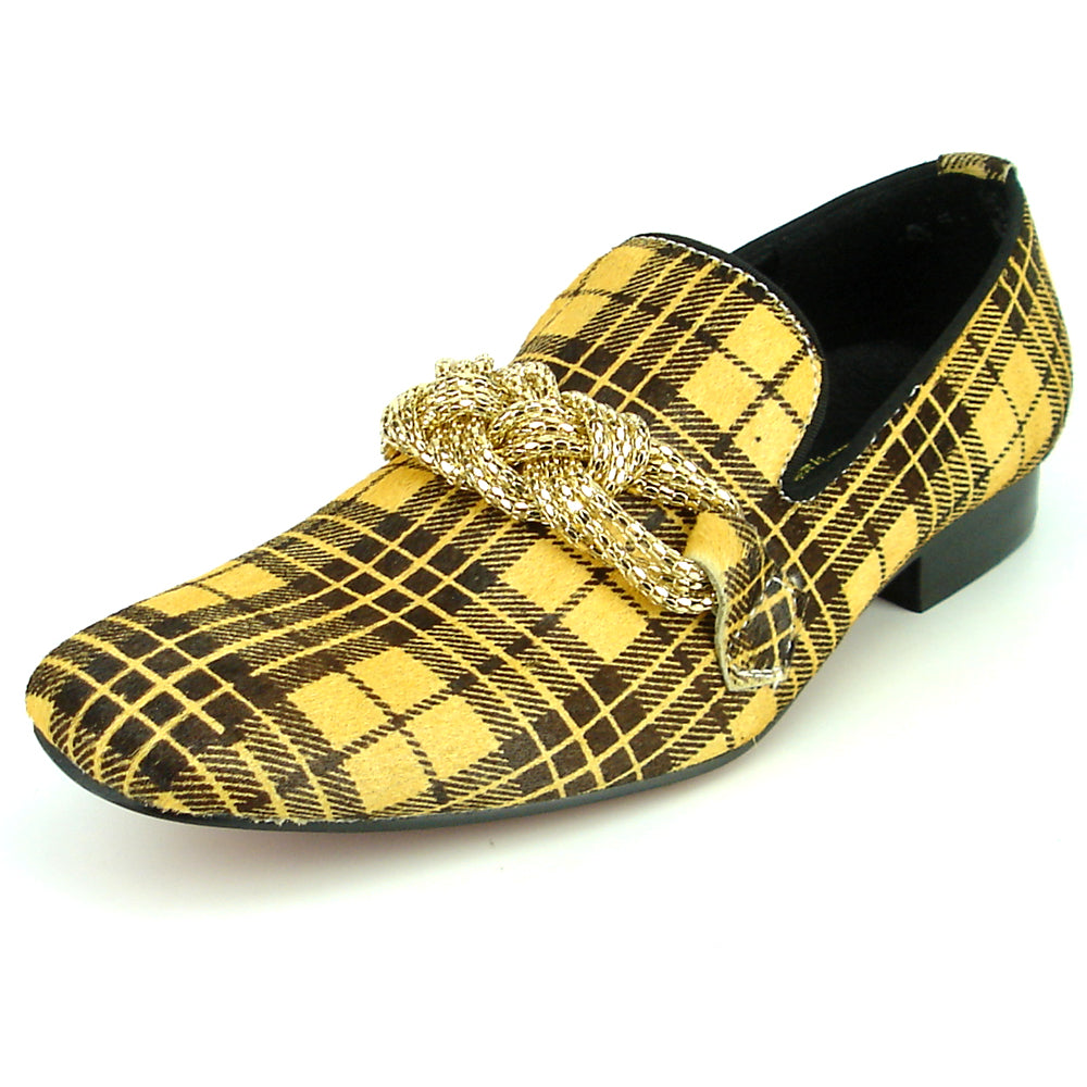 FI-7291 Black Yellow Pony Hair with Gold Metal Chain Loafer Fiesso by Aurelio Garcia