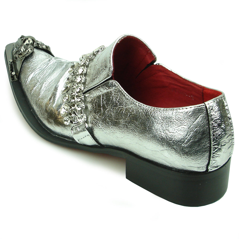 FI-7460 Silver Leather Slip on Metal Tip Fiesso by Aurelio Garcia