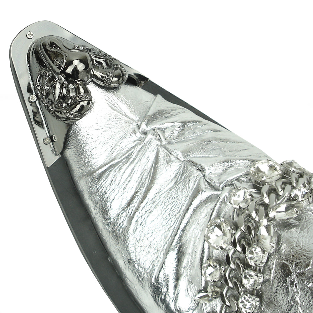 FI-7460 Silver Leather Slip on Metal Tip Fiesso by Aurelio Garcia