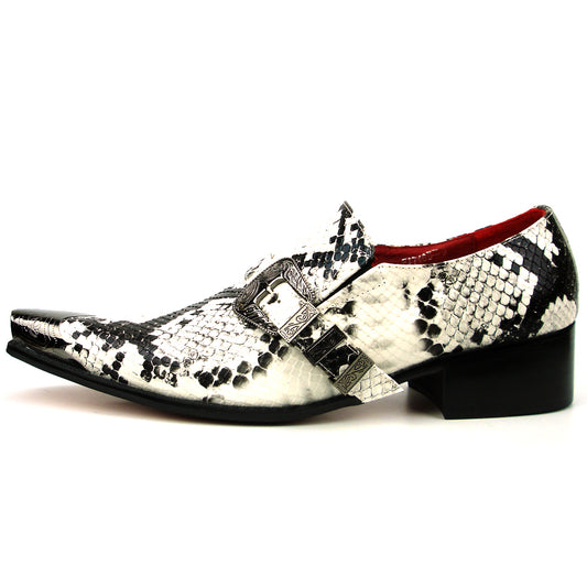 FI-7469 Black White Python Print Slip on Gold Metal tip Fiesso by Aurelio Garcia