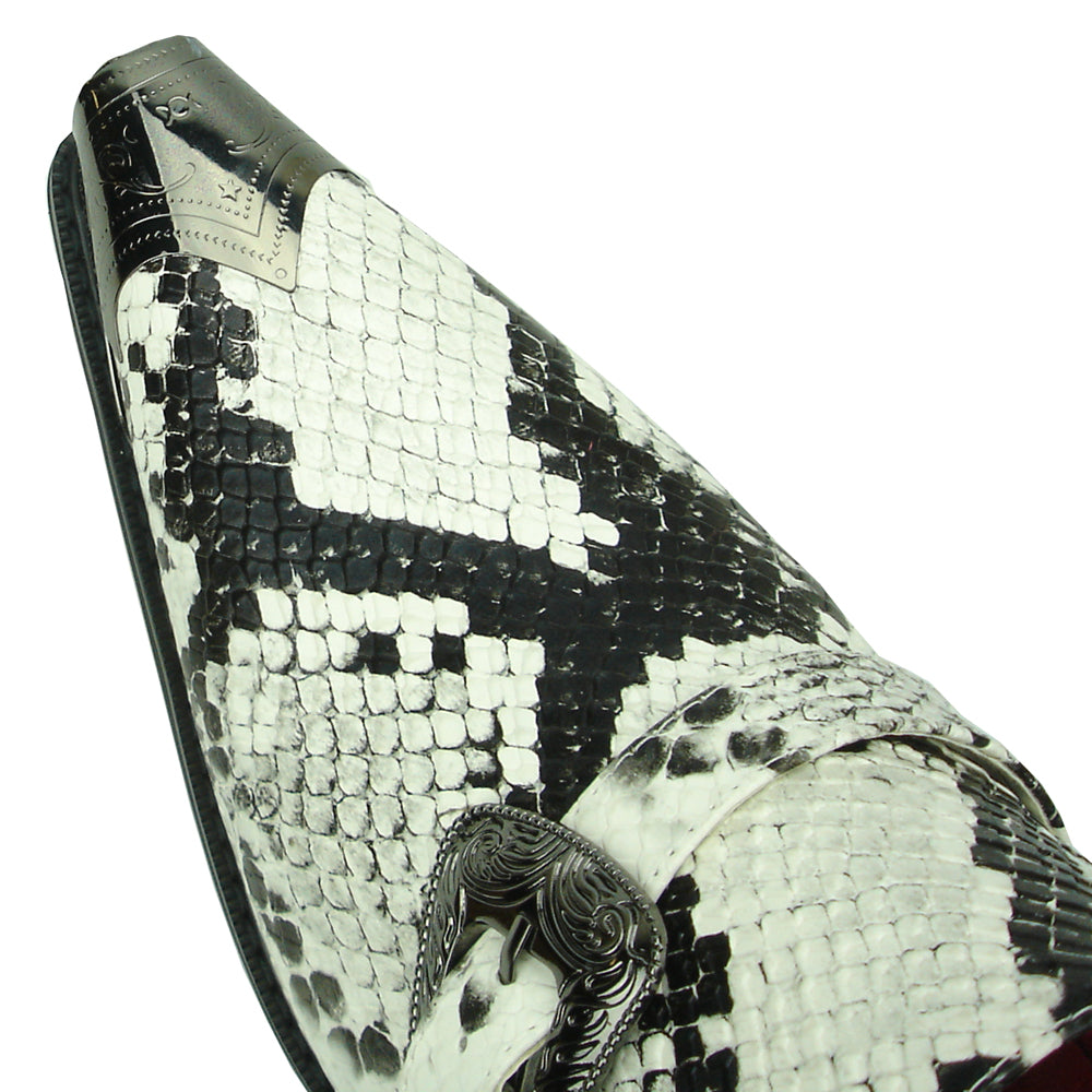 FI-7469 Black White Python Print Slip on Gold Metal tip Fiesso by Aurelio Garcia