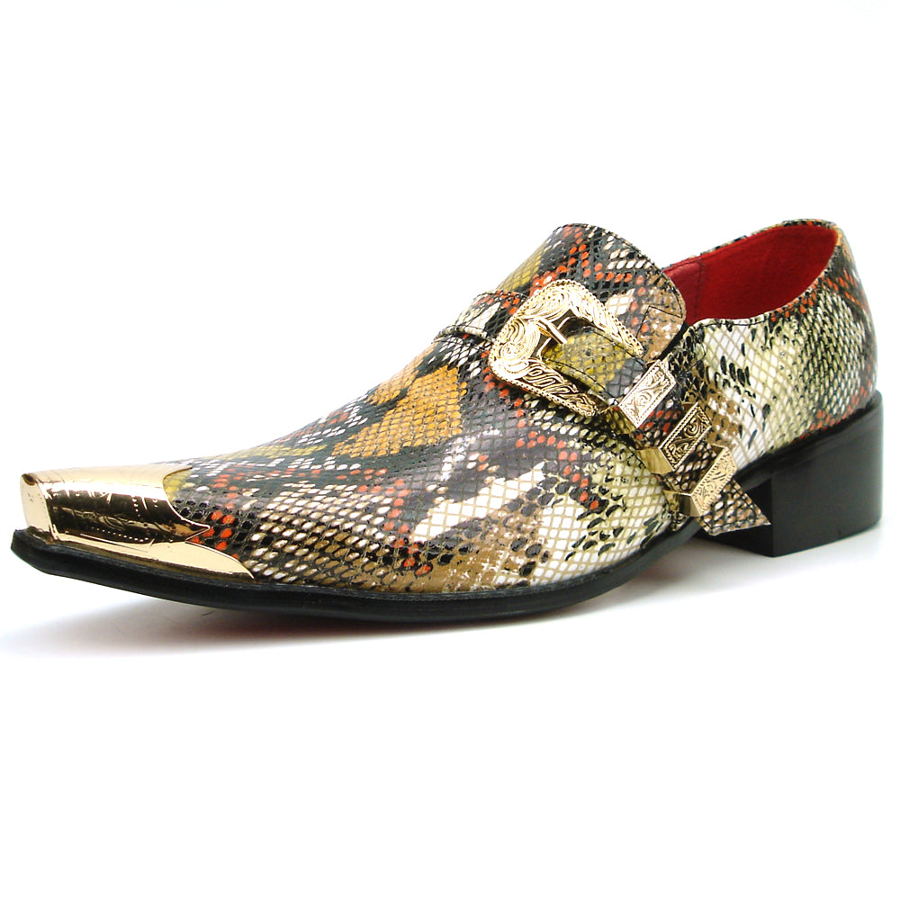 FI-7469 Multi Color Python Print Slip on Gold Metal tip Fiesso by Aurelio Garcia