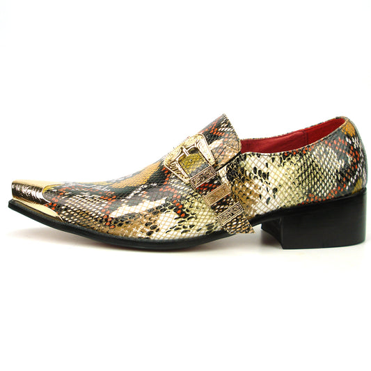 FI-7469 Multi Color Python Print Slip on Gold Metal tip Fiesso by Aurelio Garcia