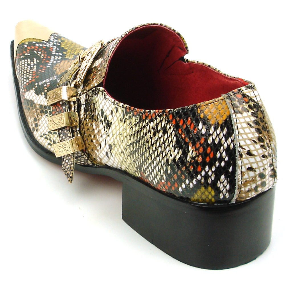 FI-7469 Multi Color Python Print Slip on Gold Metal tip Fiesso by Aurelio Garcia