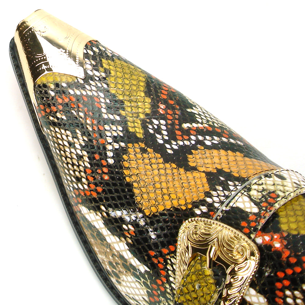 FI-7469 Multi Color Python Print Slip on Gold Metal tip Fiesso by Aurelio Garcia