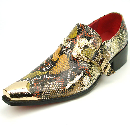 FI-7469 Multi Color Python Print Slip on Gold Metal tip Fiesso by Aurelio Garcia