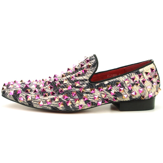 FI-7496 Multi Color Spikes Slip on Loafer Fiesso by Aurelio Garcia