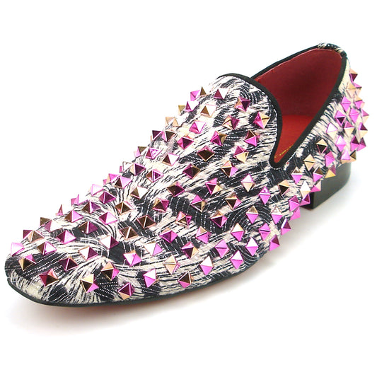 FI-7496 Multi Color Spikes Slip on Loafer Fiesso by Aurelio Garcia