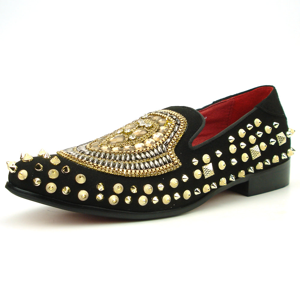 FI-7500 Suede Suede Diamonds Gold Spikes Fiesso by Aurelio Garcia