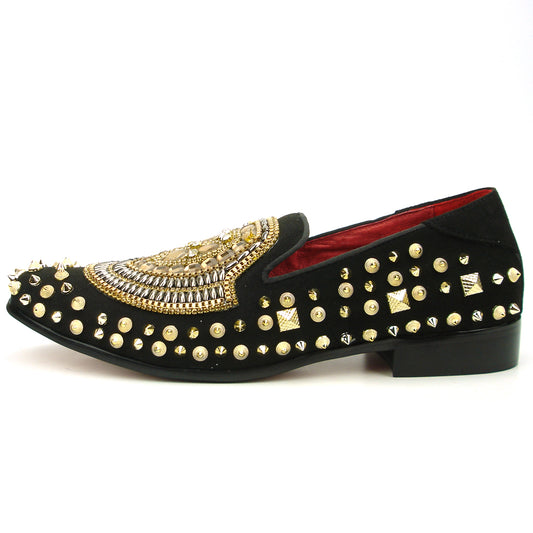 FI-7500 Suede Suede Diamonds Gold Spikes Fiesso by Aurelio Garcia