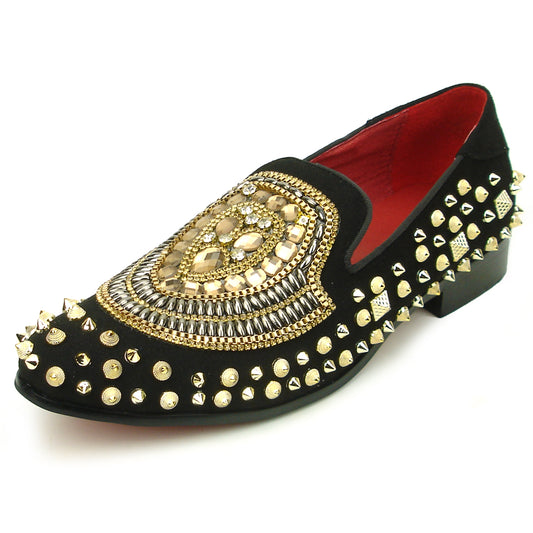 FI-7500 Suede Suede Diamonds Gold Spikes Fiesso by Aurelio Garcia