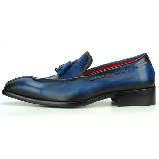 FI-8701 Navy Blue Leather Slip on with Tassel Fiesso by Aurelio Garcia