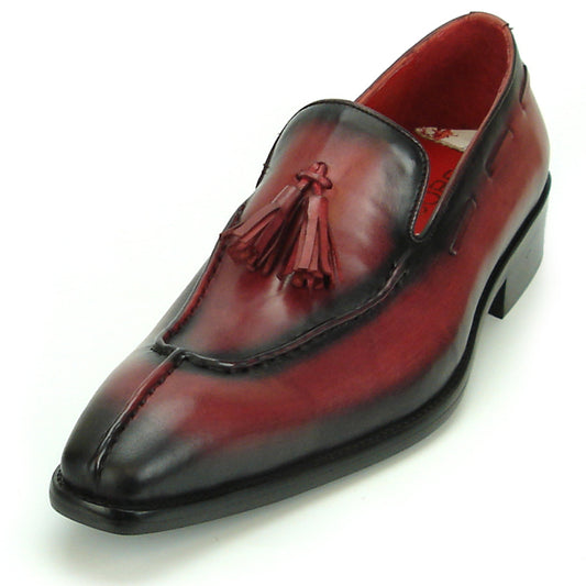 FI-8701 Burgundy Leather Slip on with Tassel Fiesso by Aurelio Garcia