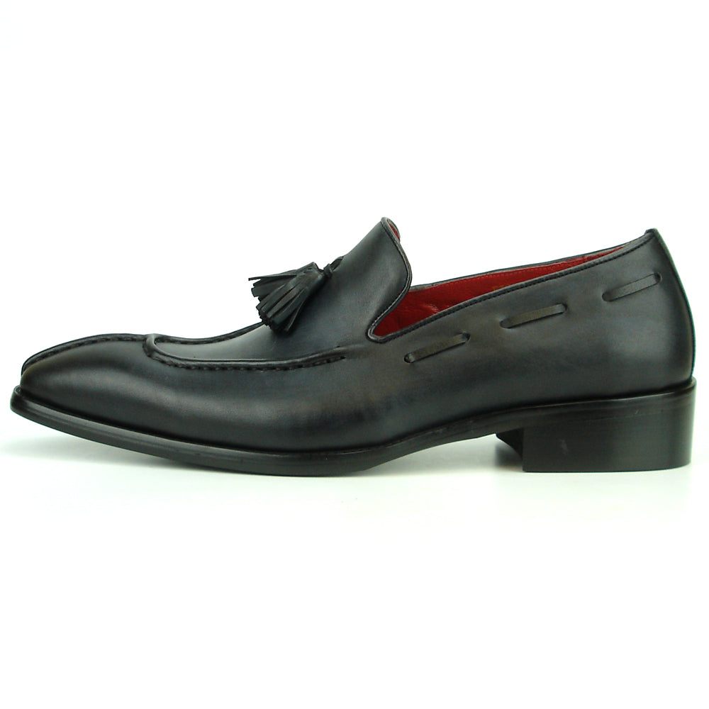 FI-8701 Black Leather Slip on with Tassel Fiesso by Aurelio Garcia