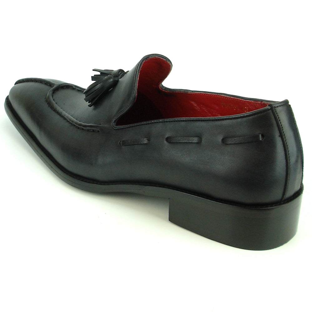 FI-8701 Black Leather Slip on with Tassel Fiesso by Aurelio Garcia