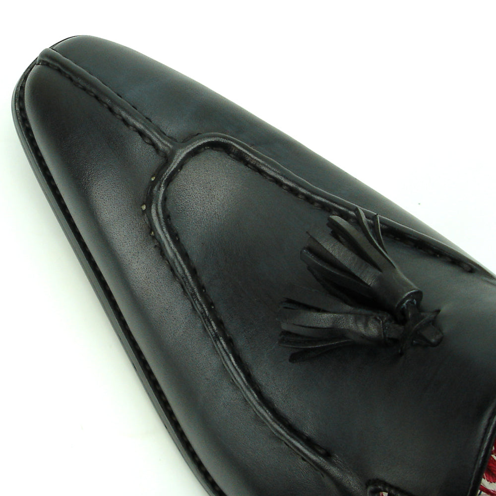 FI-8701 Black Leather Slip on with Tassel Fiesso by Aurelio Garcia