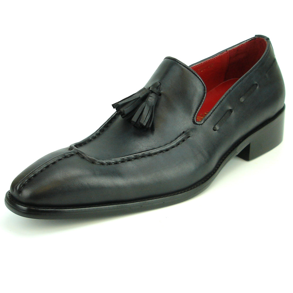 FI-8701 Black Leather Slip on with Tassel Fiesso by Aurelio Garcia