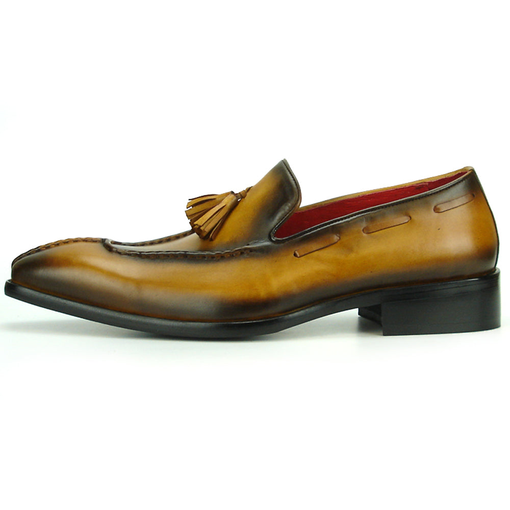 FI-8701 Tan Leather Slip on with Tassel Fiesso by Aurelio Garcia