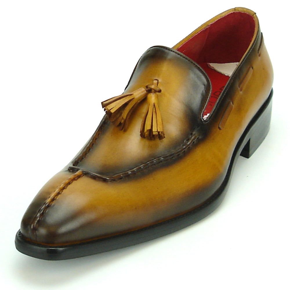 FI-8701 Tan Leather Slip on with Tassel Fiesso by Aurelio Garcia