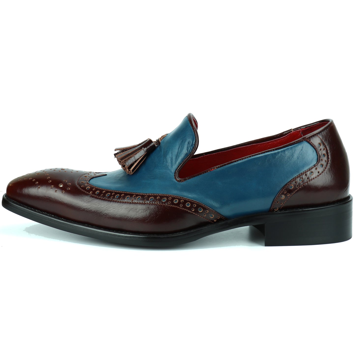 FI-8705 Burgundy Blue Wing Tip With Tassel Encore by Fiesso