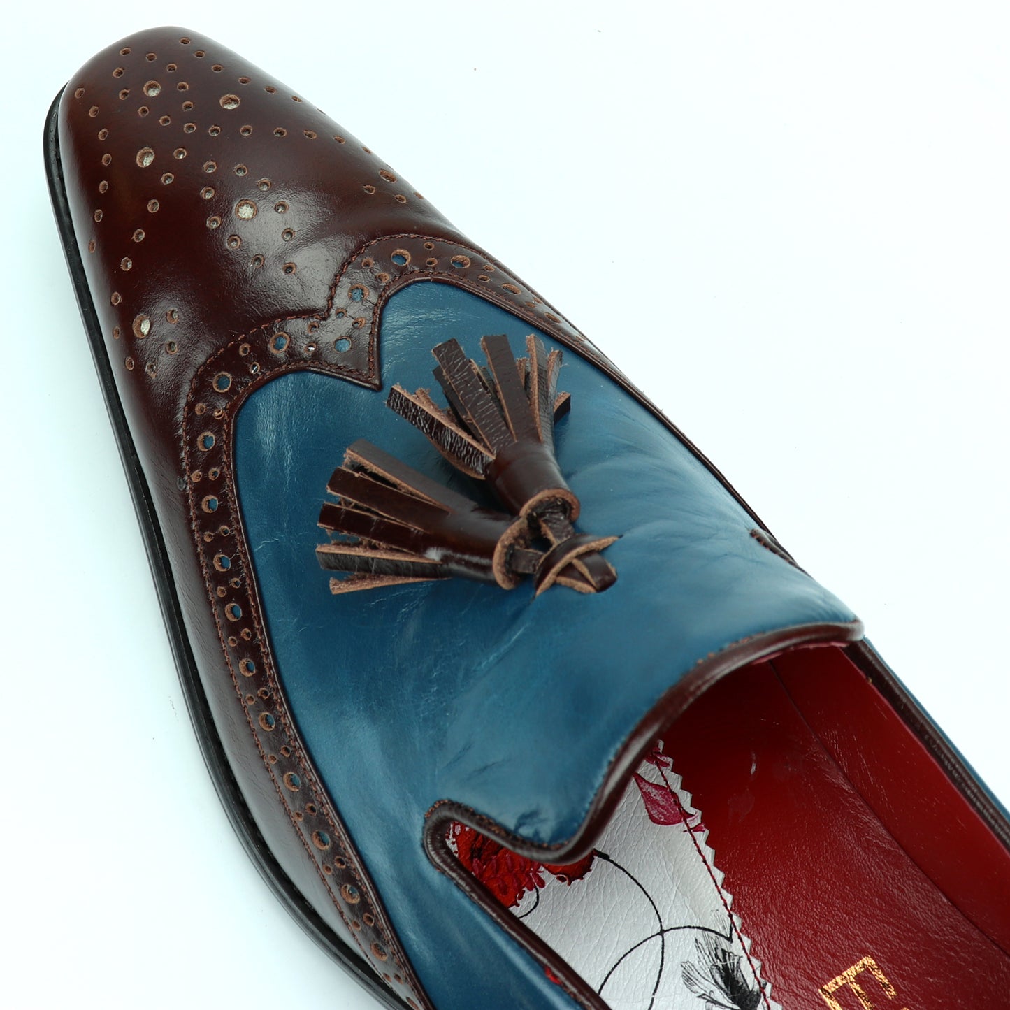 FI-8705 Burgundy Blue Wing Tip With Tassel Encore by Fiesso