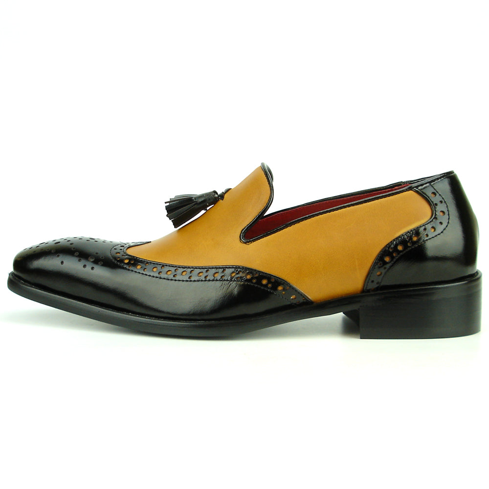 FI-8705 Black Tan Wing Tip With Tassel Encore by Fiesso