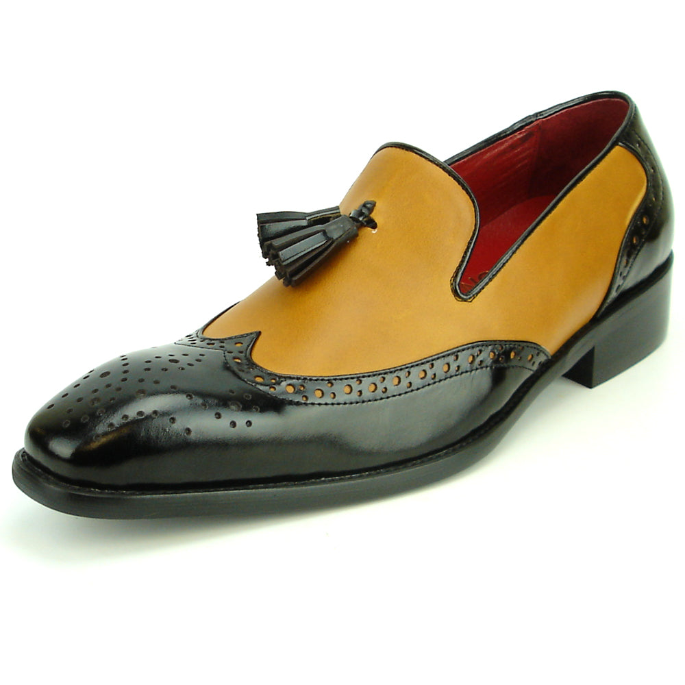 FI-8705 Black Tan Wing Tip With Tassel Encore by Fiesso