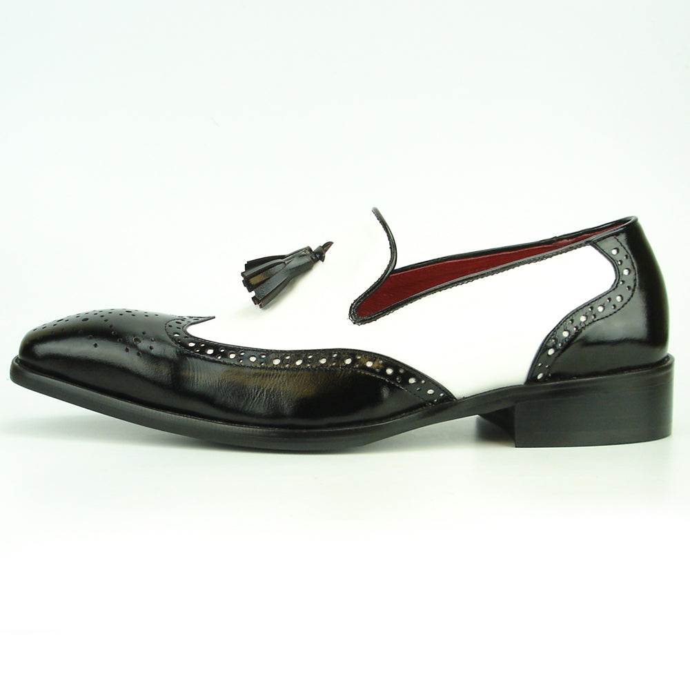 FI-8705 Black White Wing Tip With Tassel Encore by Fiesso