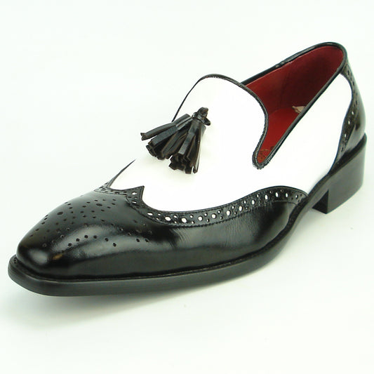 FI-8705 Black White Wing Tip With Tassel Encore by Fiesso