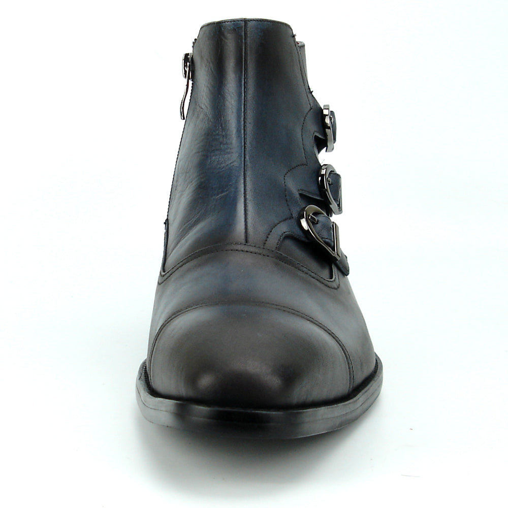 FI-8709 Black leather Cap Toe Boot With Side Buckle Encore by Fiesso