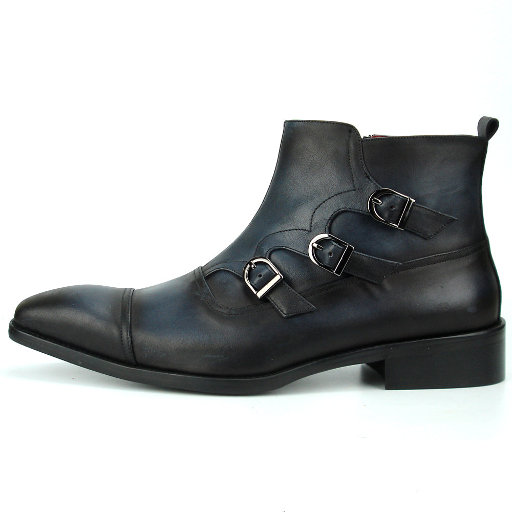 FI-8709 Black leather Cap Toe Boot With Side Buckle Encore by Fiesso