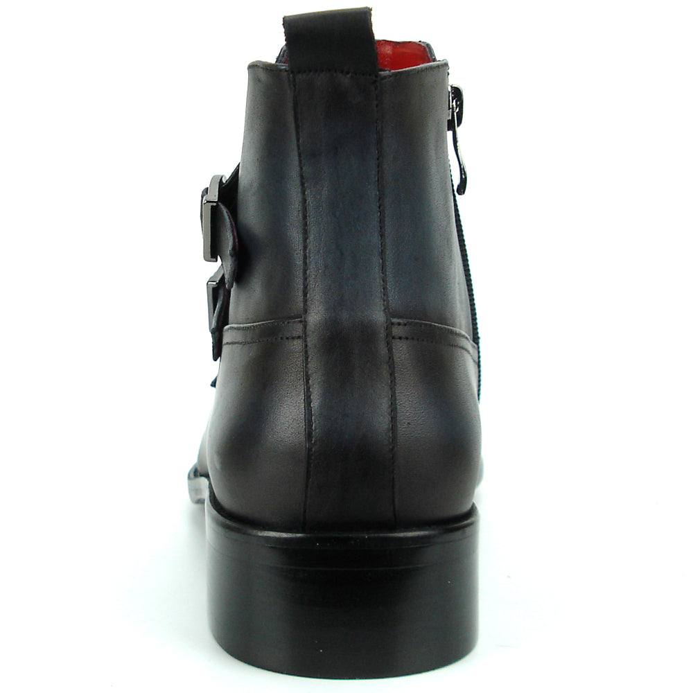 FI-8709 Black leather Cap Toe Boot With Side Buckle Encore by Fiesso