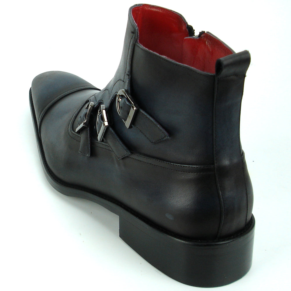 FI-8709 Black leather Cap Toe Boot With Side Buckle Encore by Fiesso