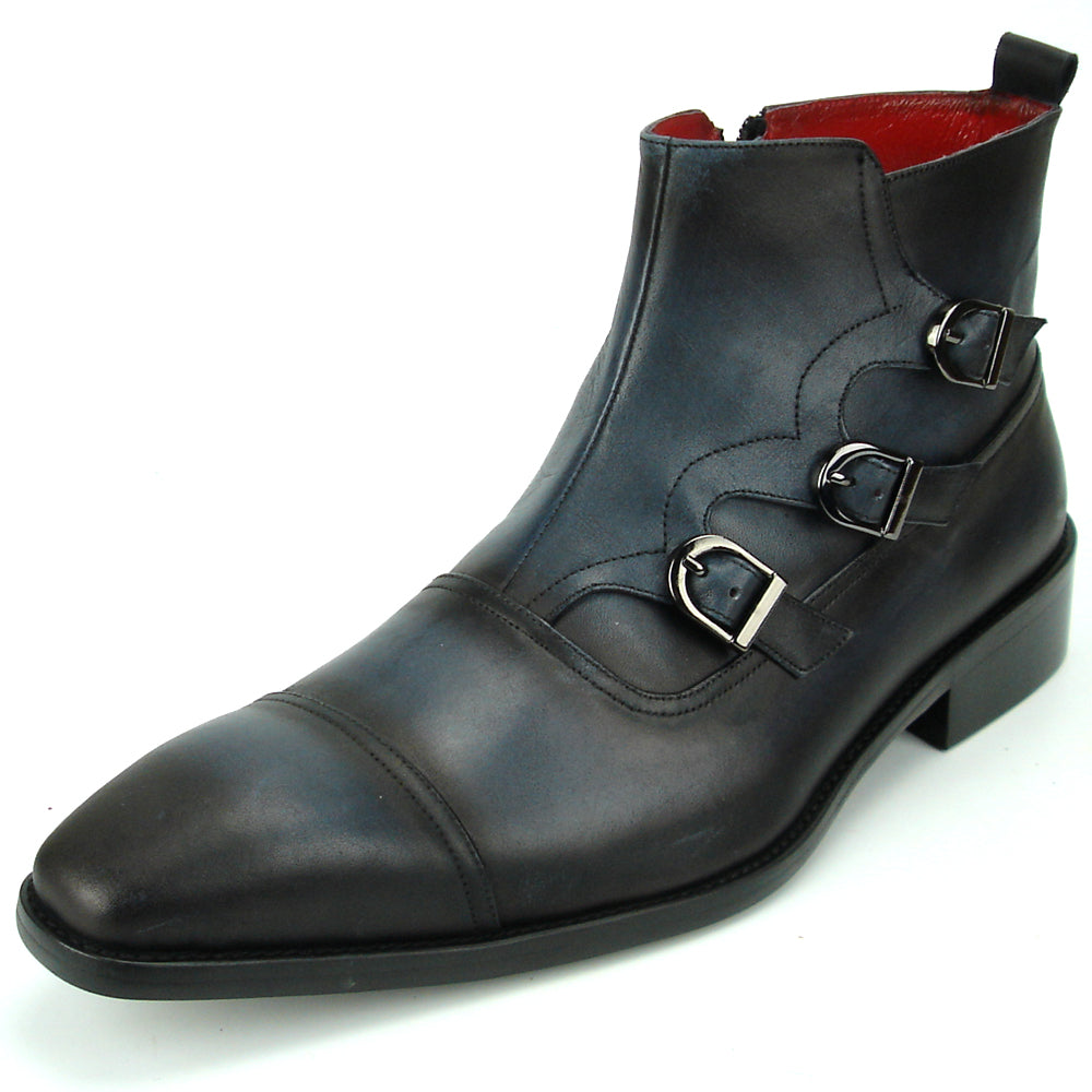 FI-8709 Black leather Cap Toe Boot With Side Buckle Encore by Fiesso