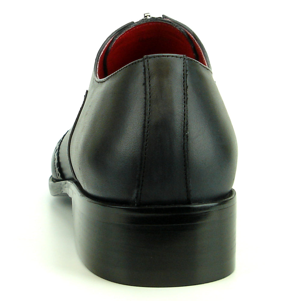 FI-8714 Black Leather Wing Tip With Front Zipper Encore by Fiesso