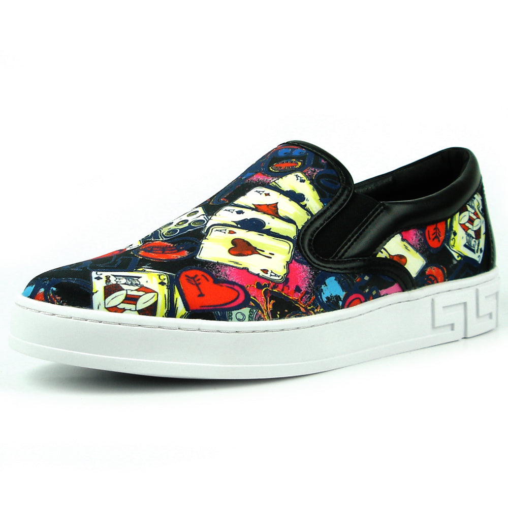 FI-2344 Ace of Hearts Print Slip on Low Cut Sneaker Encore by Fiesso