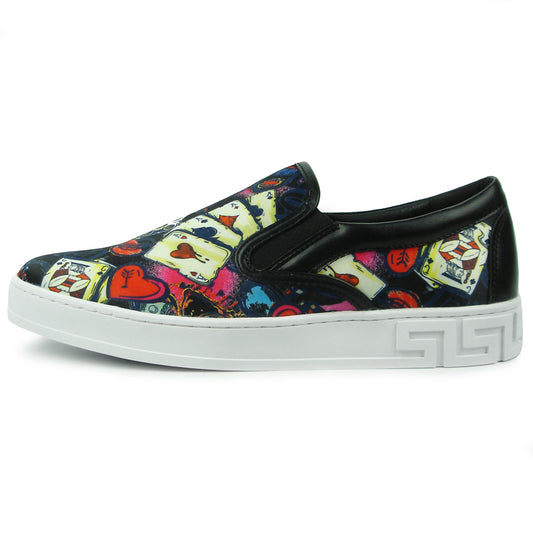 FI-2344 Ace of Hearts Print Slip on Low Cut Sneaker Encore by Fiesso