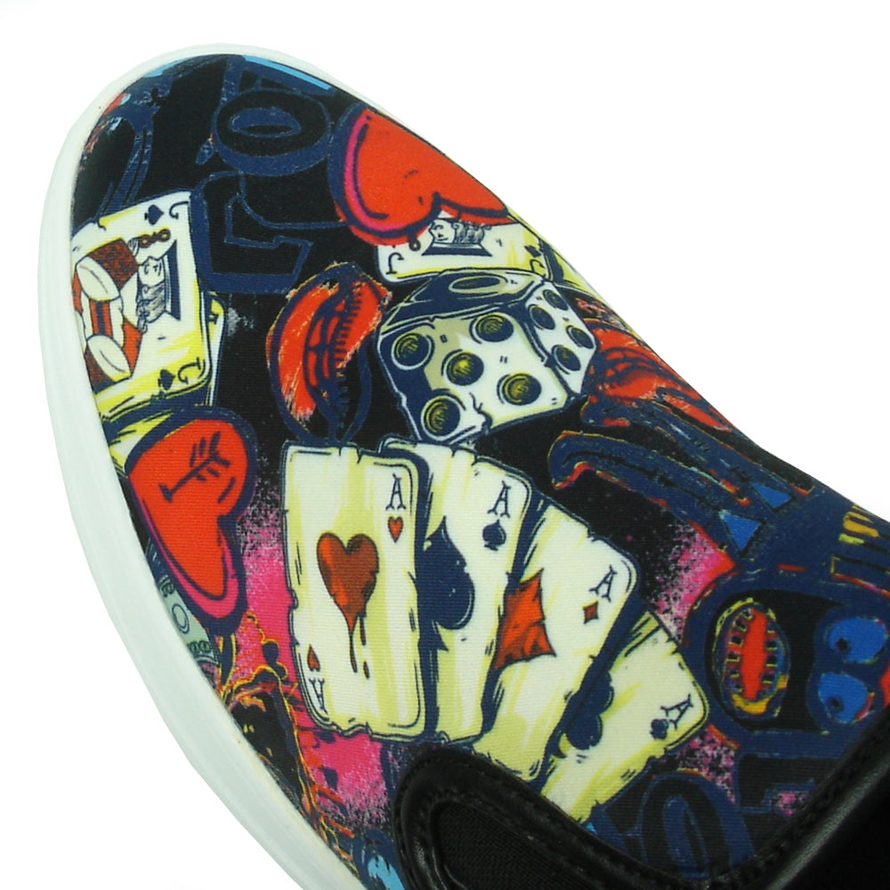 FI-2344 Ace of Hearts Print Slip on Low Cut Sneaker Encore by Fiesso