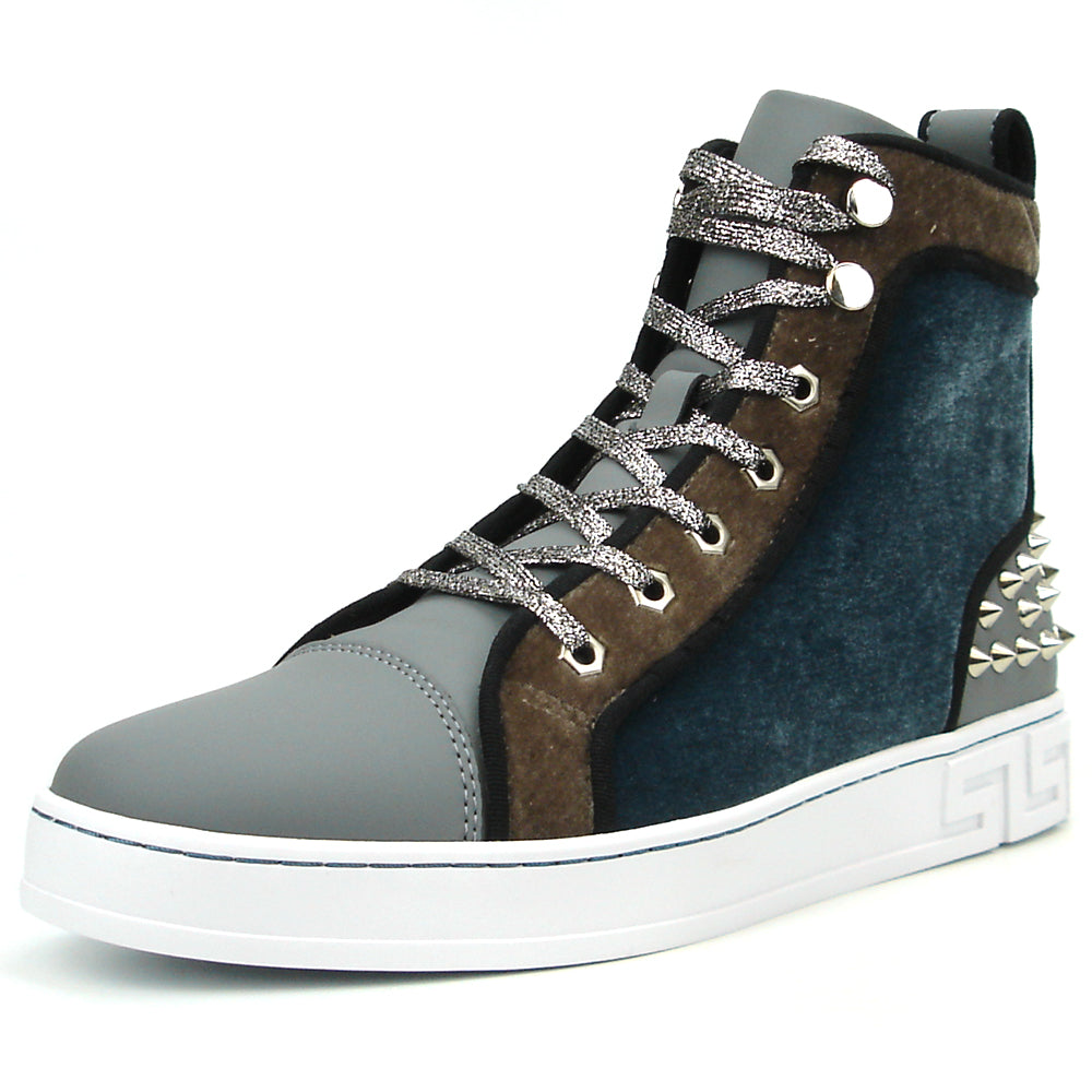 FI-2348 Grey High top Sneaker Gold Spikes Encore by Fiesso