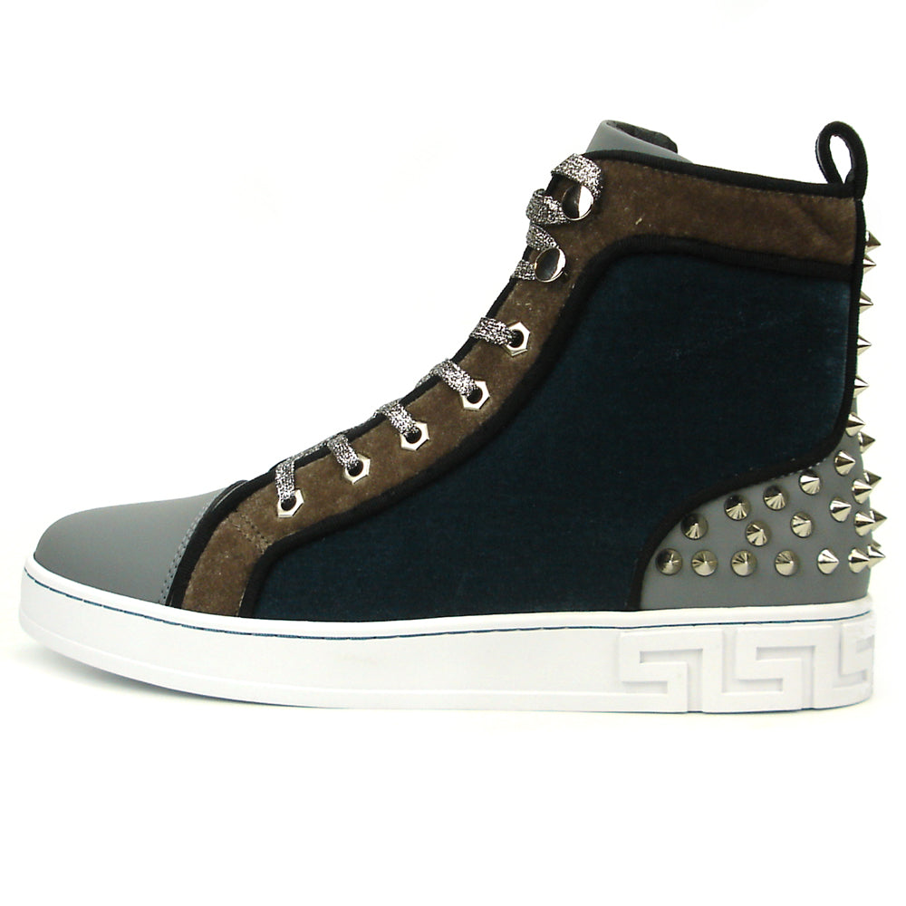 FI-2348 Grey High top Sneaker Gold Spikes Encore by Fiesso