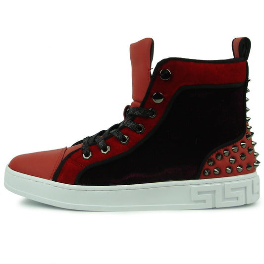 FI-2348 Red High top Sneaker Gold Spikes Encore by Fiesso