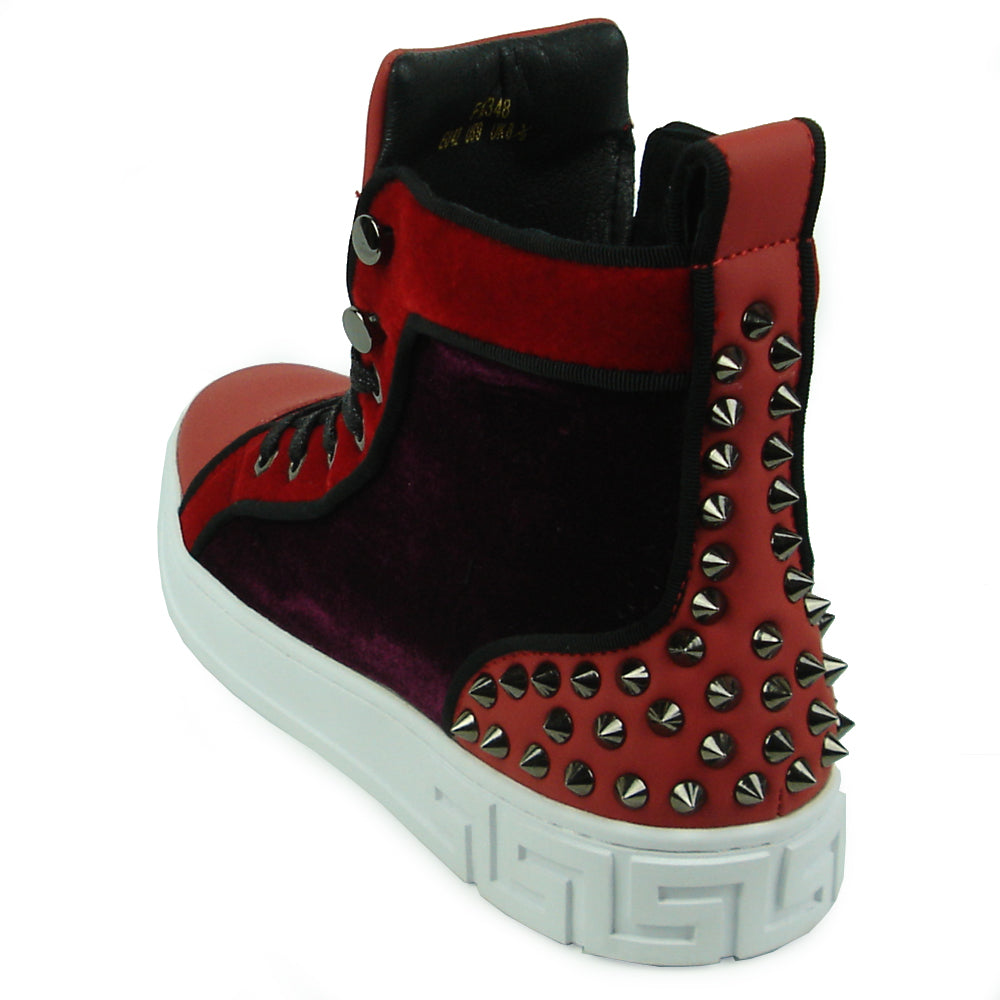 FI-2348 Red High top Sneaker Gold Spikes Encore by Fiesso