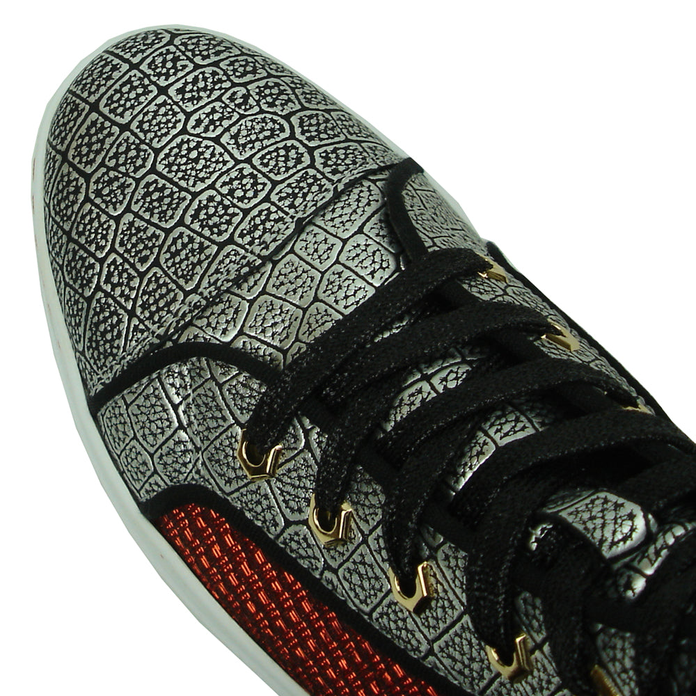 FI-2362-2 Red Silver Black Spikes High top Sneaker Encore by Fiesso