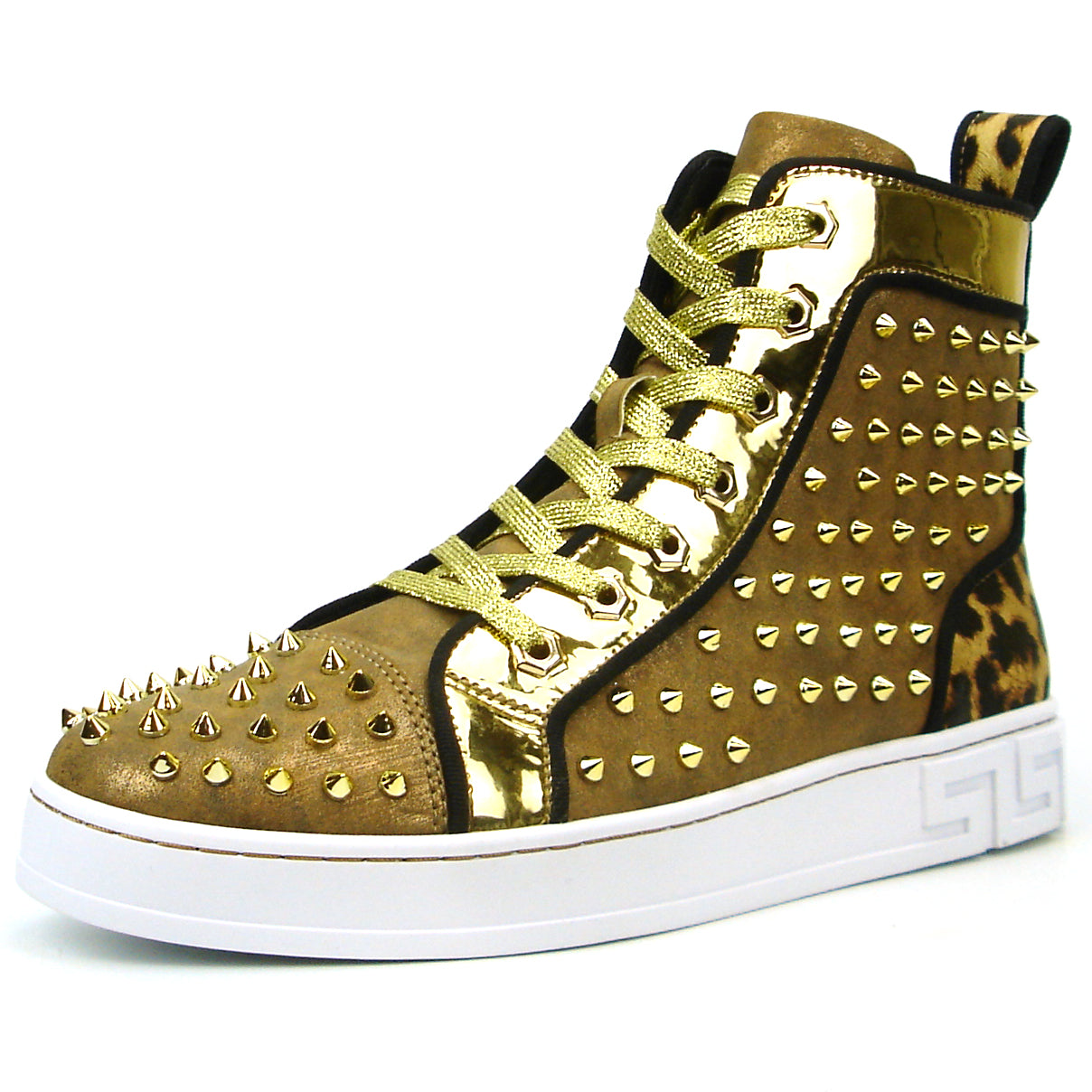 FI-2364 Gold Suede Gold Spikes High top Sneaker Encore by Fiesso