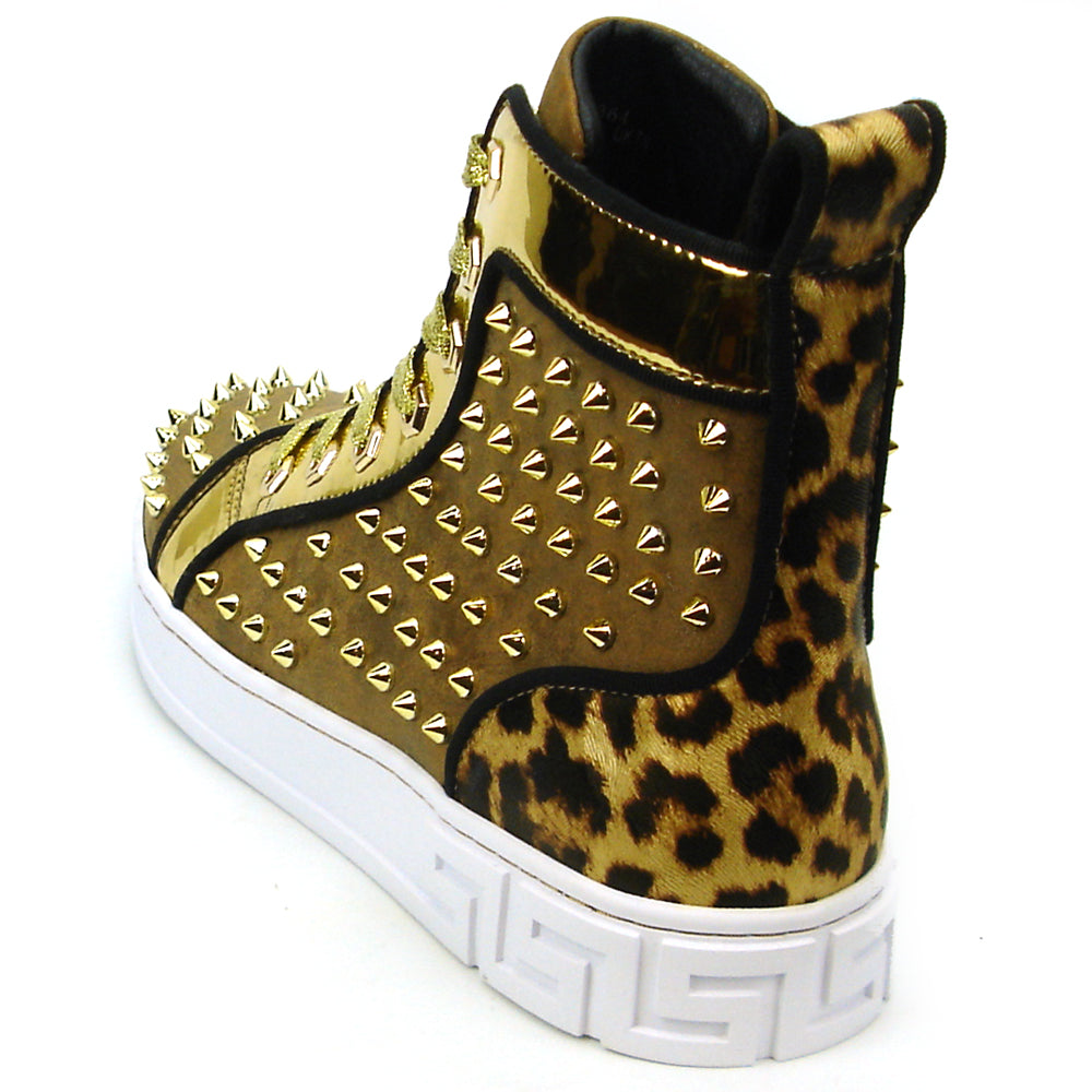 FI-2364 Gold Suede Gold Spikes High top Sneaker Encore by Fiesso