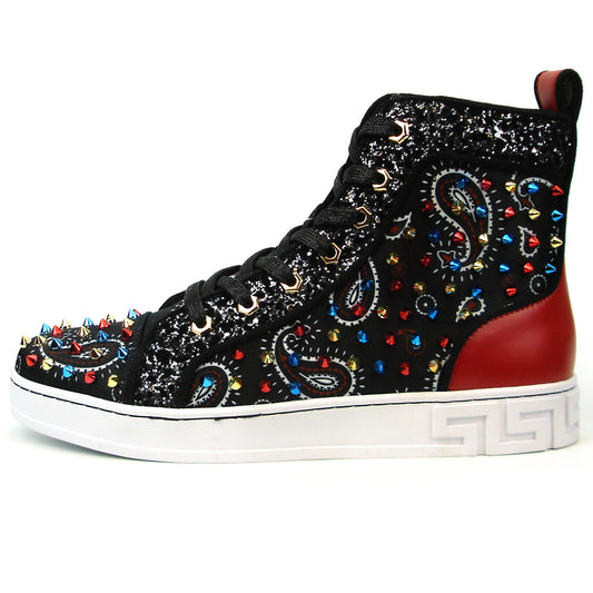 FI-2365 Black Red Multi High top Sneaker Encore by Fiesso